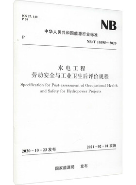 水电工程劳动安全与工业卫生后评价规程 NB/T 10395-2020 国家能源局 标准专业科技 新华书店正版图书籍 中国水利水电出版社