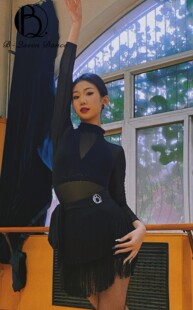 BQueen舞服爆款套装网纱拉丁舞训练服分体成人女舞服