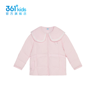 361°女童娃娃领2026春季羽绒服粉色保暖外套常规款鸭绒K62444905