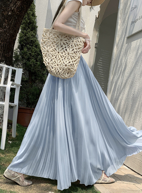 小依仙经典百搭百褶裙a字半身裙2026新款高腰显瘦垂坠感雪纺裙女