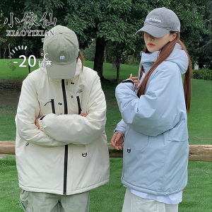 小依仙冲锋衣工装羽绒棉服女冬款户外女学生oversize防风连帽棉衣