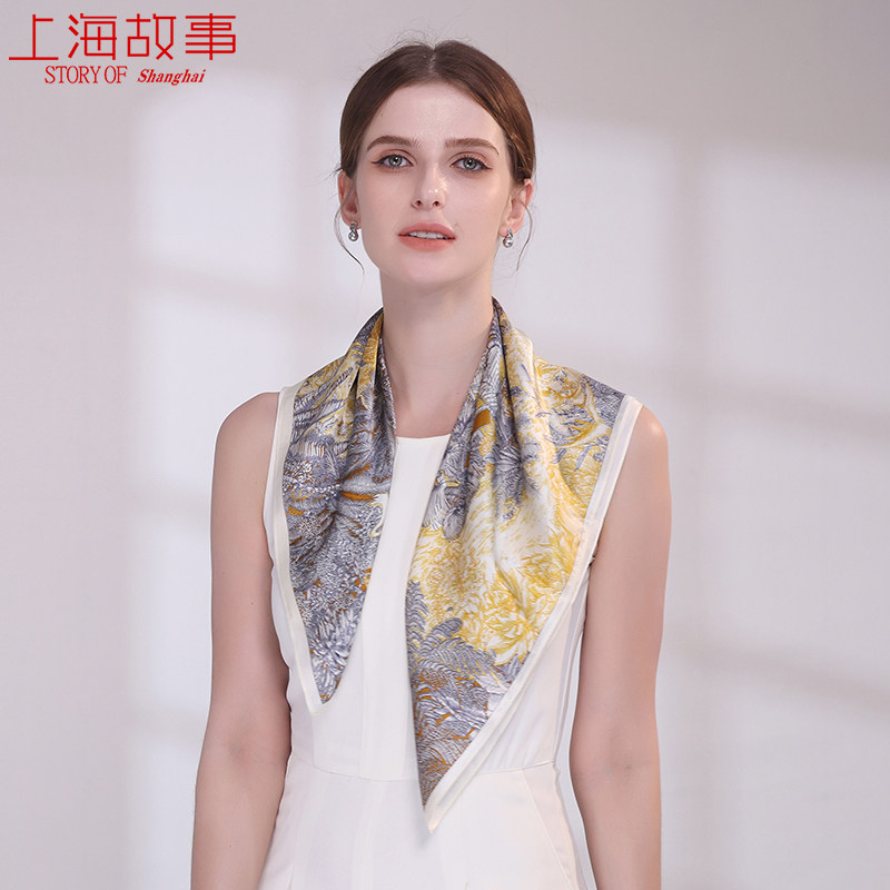 上海故事桑蚕丝65cm福宝真丝丝巾