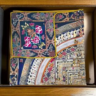 上海故事65cm双面双色坛城桑蚕丝绵羊毛方巾高级丝毛秋冬季 围巾女