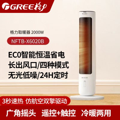 格力立式电暖器小型摇头冷暖用