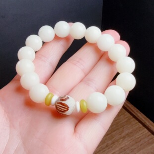白玉菩提雕刻莲花手链手串 12mm珠串 走过流程祝福过 买二送一