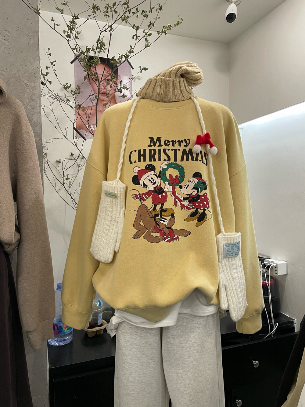 KEYBOARD冬新款韩版大版休闲圣诞气氛卡通米奇公仔卫衣2730