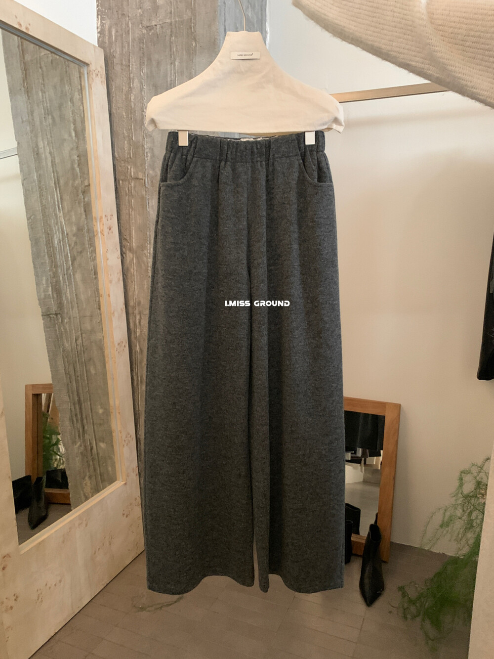 IMISS韩标！冬新款显瘦简约百搭宽松羊毛卫裤纯色休闲裤子60885