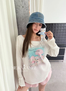 ME KAKAMEE夏新品喷画贝壳KT冰爽雪花棉斜肩防晒T防晒衫9561
