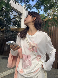 The 花朵印花防晒罩衫 宽松显瘦长袖 T恤上衣10176 lemom春夏新款