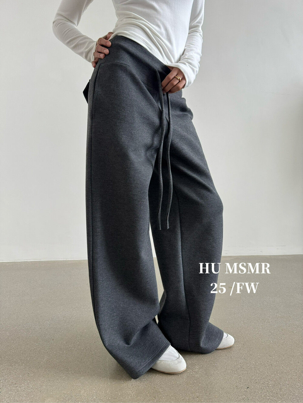 HU冬新款韩版纯色简约高腰宽松阔腿加绒休闲裤卫裤C1251