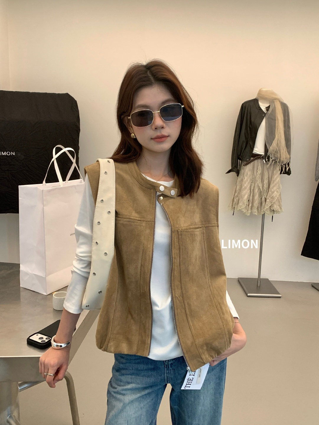 柠檬绿茶早秋新款韩版极简美拉德百搭叠穿外搭马甲外套女休闲