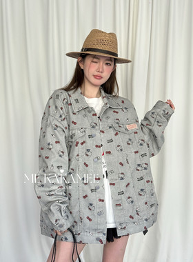 ME KAKAMEE春新品定制面料美式满Kitty猫牛仔外套大版上衣女5535