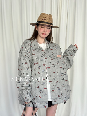 ME KAKAMEE春新品定制面料美式满Kitty猫牛仔外套大版上衣女5535