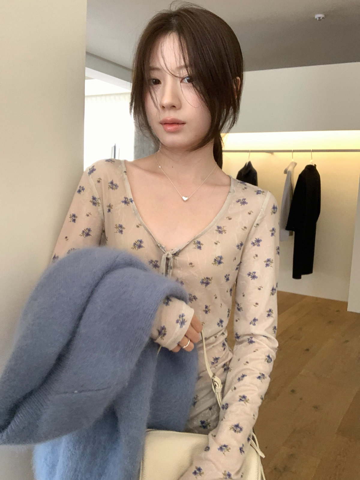 IMISS韩标!仙仙儿显瘦百搭花朵小衫长袖T恤上衣蕾丝衫打底S90857
