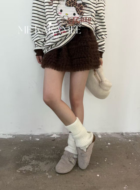 KAKAMEE冬新品韩系网纱蓬蓬显瘦百搭层次感短裙女半身裙A3026