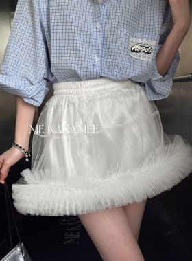 ME KAKAMEE2026新品韩系甜美蕾丝蓬蓬半身裙松紧腰短裙A2526