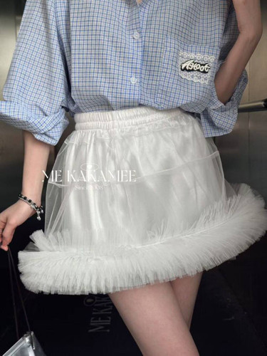 ME KAKAMEE2026新品韩系甜美蕾丝蓬蓬半身裙松紧腰短裙A2526