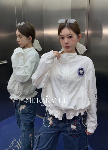 ME KAKAMEE夏季新品重工刺绣字母KT可抽绳夹克防晒外套防晒衫9228