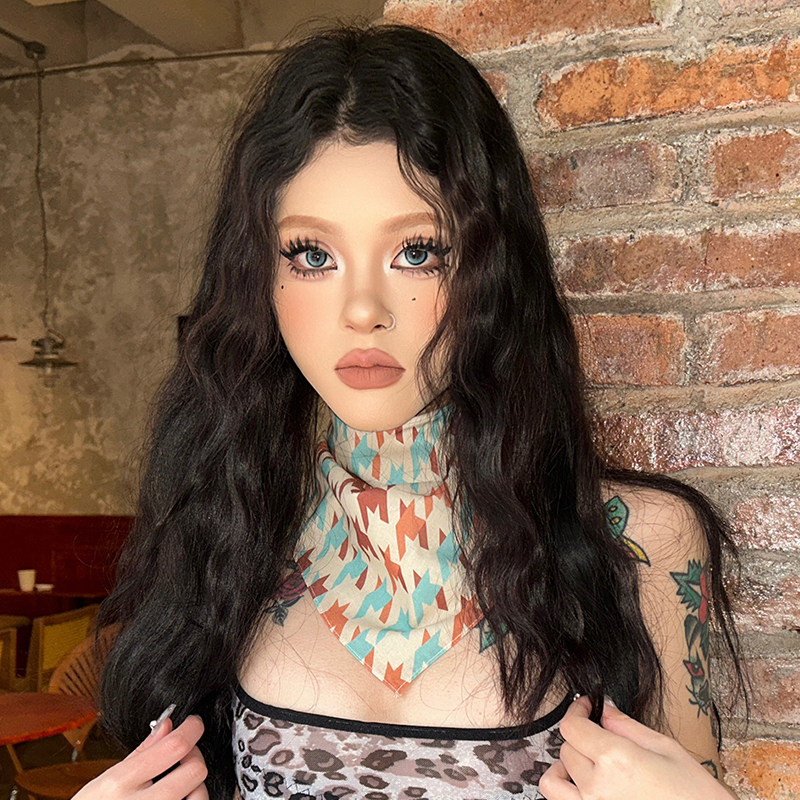尤嘻岛美式复古美拉德格纹校园甜酷辣妹棉方巾头巾卫衣搭配领巾