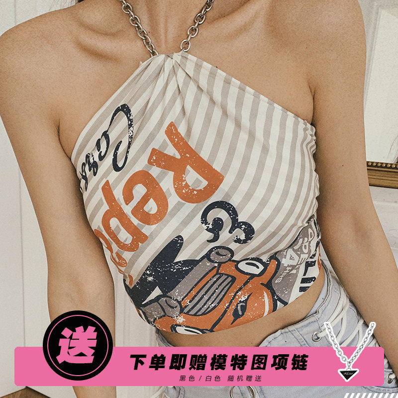 hiphop方巾小众美式复古丝巾发带女夏季抹胸围巾春秋款百搭头巾