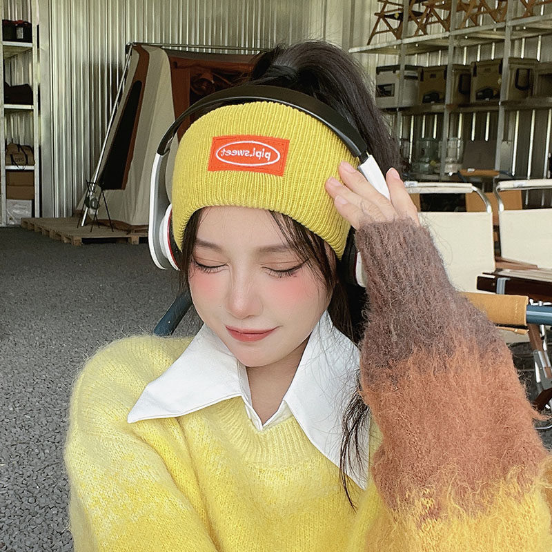 2022新款韩国ins头巾女针织保暖字母发带冬季男外出运动发箍头饰