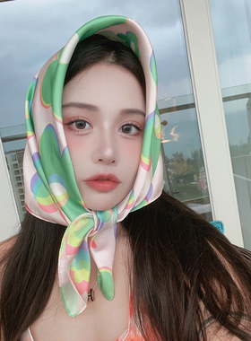 韩系少女方巾丝巾女防晒头巾包头