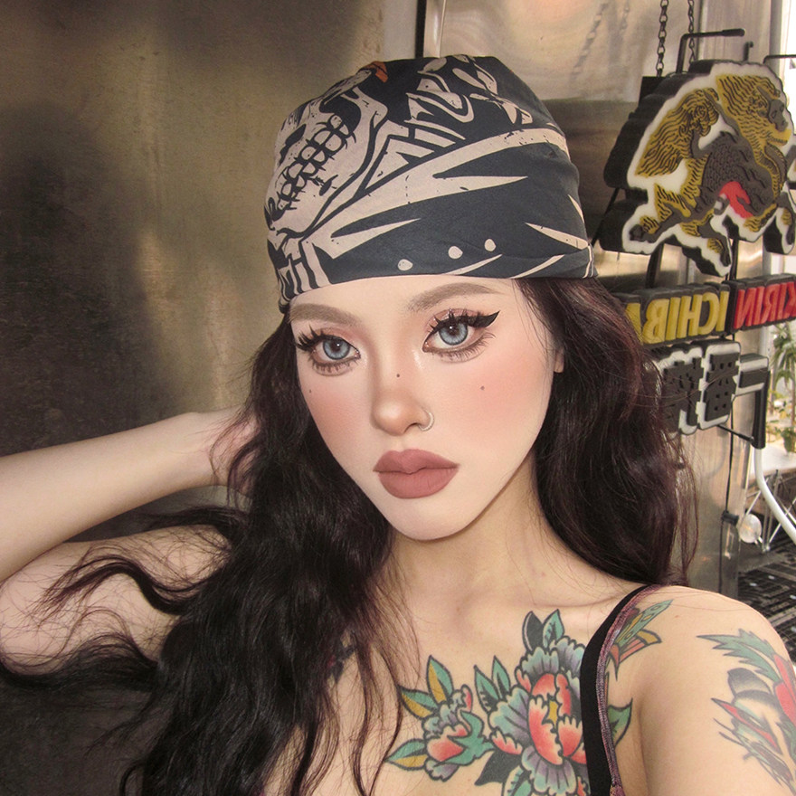 尤嘻岛美式复古方巾抹胸丝巾腰带装饰牛仔裤卫衣领巾辣妹头巾包头