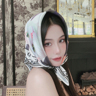 尤嘻岛自制春夏法式 高级感 复古氛围感小方巾丝巾女头巾包头时尚
