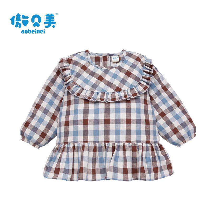 新款傲贝美儿童防水罩衣反穿衣宝宝纯棉灯芯绒罩衣婴幼儿围兜围衣