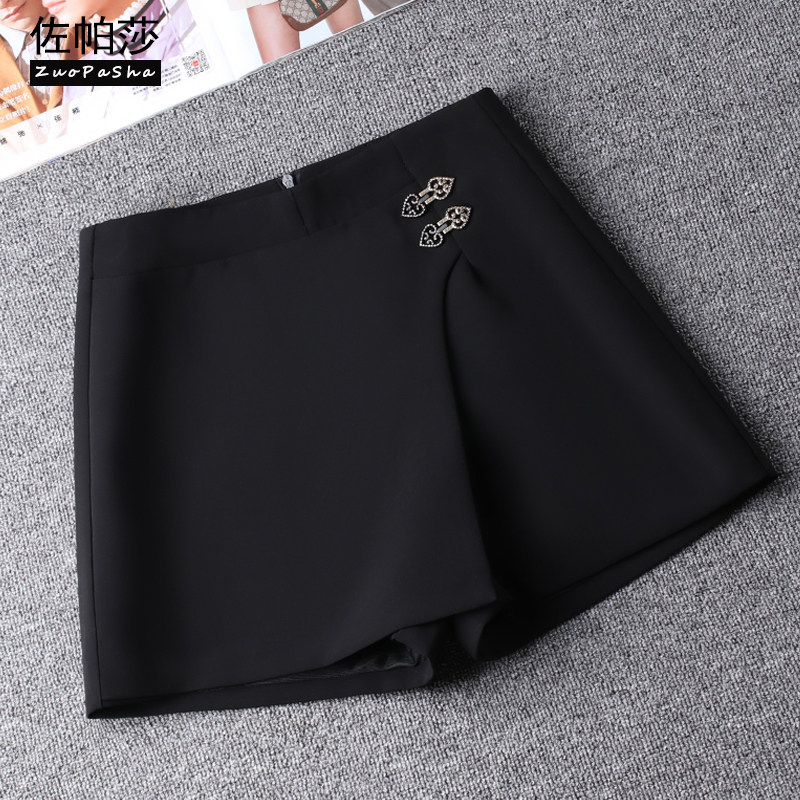 黑色西装裙裤女秋冬新款2021韩版高腰外穿百搭休闲a字阔腿短裤潮