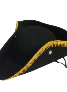 B289 热销供应 金色边三角海盗帽  COS道具 表演道具 派对用品