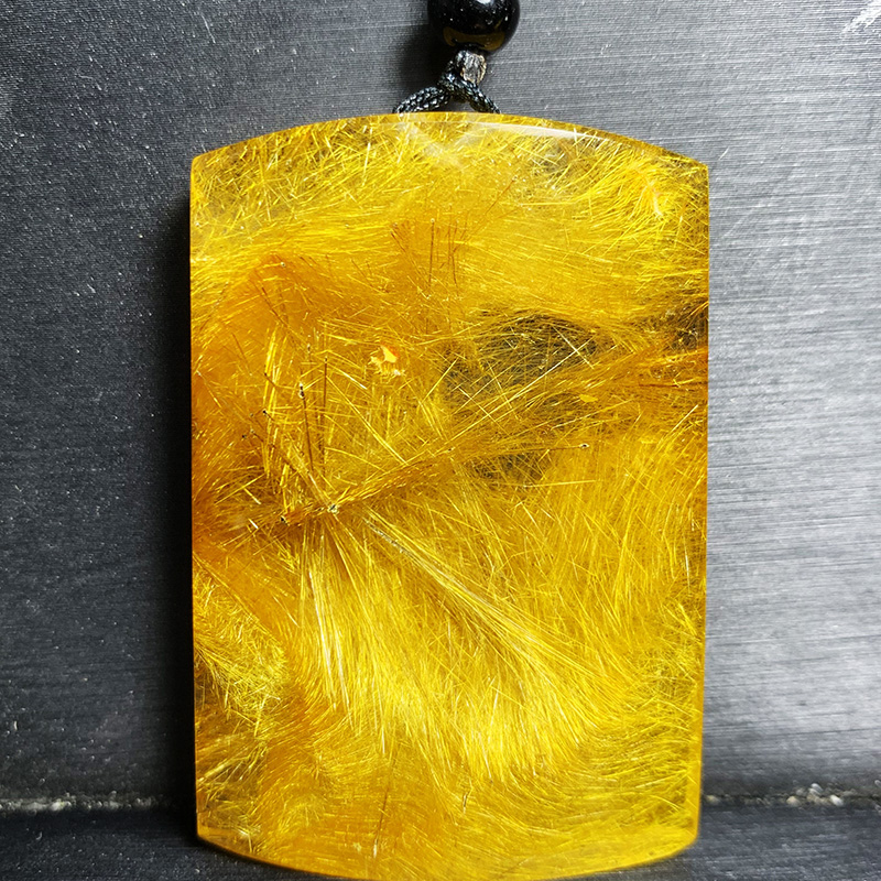 天然水晶原石幽灵方牌挂件吊坠