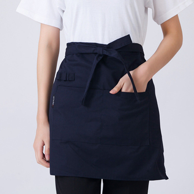 服务员小围裙 酒店饭店餐饮工作围裙笔兜围裙黑色男女印字logo