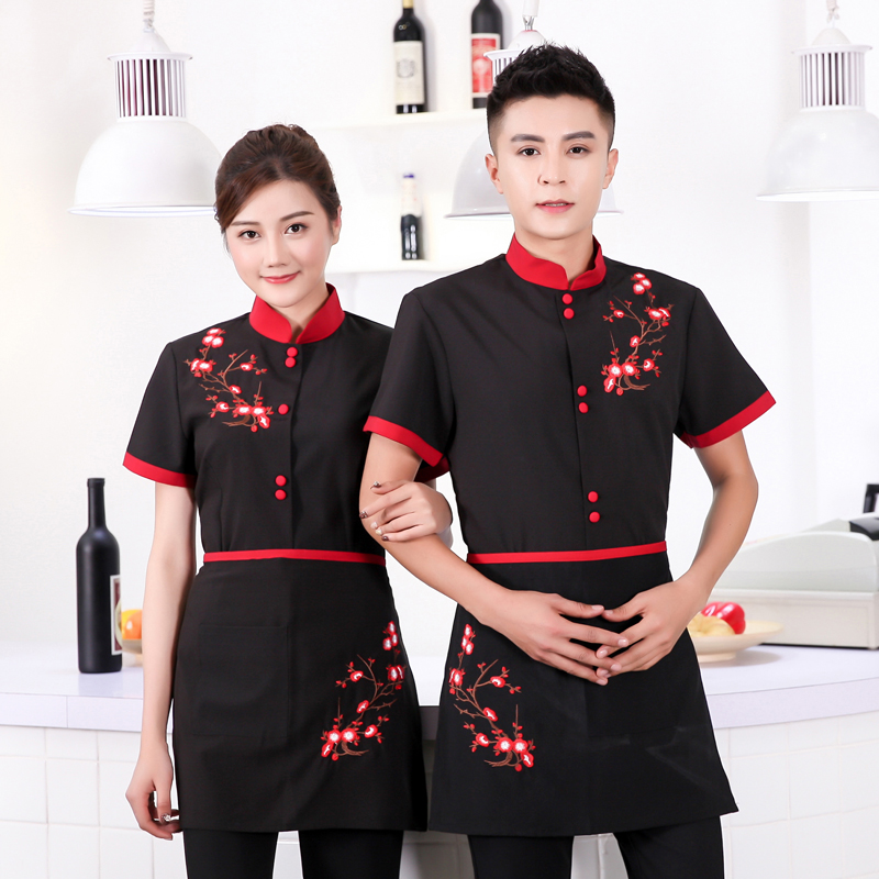 火锅店服务员工作服酒店餐馆茶楼传菜员工装制服夏装短袖中国风女