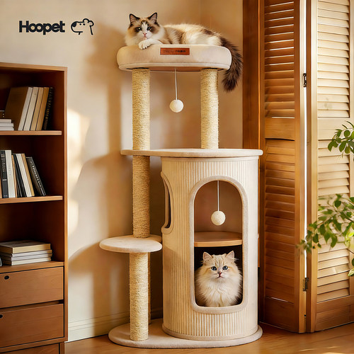 Hoopet猫爬架假日系列多层猫窝一体不占地猫别墅猫抓柱剑麻桶家用