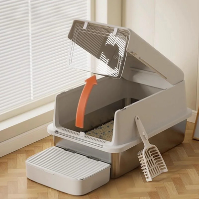 不锈钢全封闭超大号猫砂盆