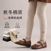 子 燕麦纯棉薄绒外穿宝宝九分裤 女童打底裤 秋冬加绒加厚儿童连裤
