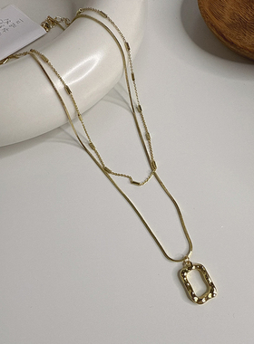 星星爱心圆圈几何玫瑰红爱心项链