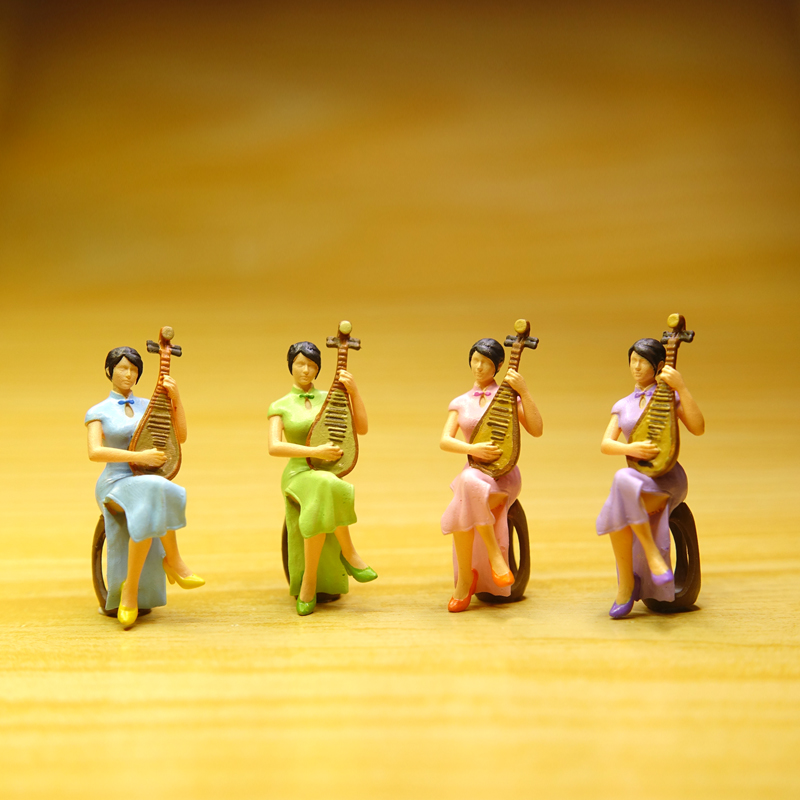 2.4厘米弹琵琶美女微景观摆件