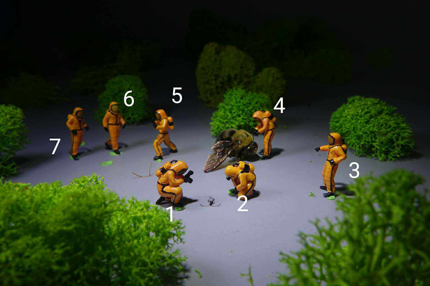 防护服小人1/87比例新品仿真园艺花卉盆景假山微缩造景观装饰摆件