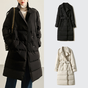 温暖过冬！黑科技风衣式鹅绒服 冬装中长款高端95白鹅绒 羽绒服