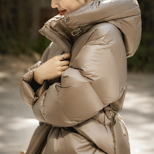 巨保暖！冬季加厚中长款收腰连帽鹅绒服蓬松度750+95白鹅绒羽绒服