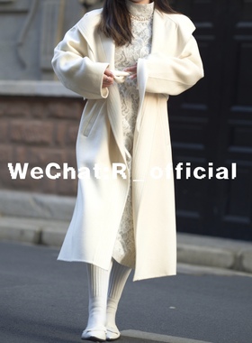 让定制 loropiana奶白色纯羊绒大衣
