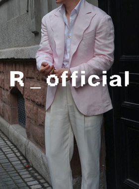 爱穿衣服的让先生 粉浪 粉色人字纹柔软亚麻 那不勒斯西装上衣