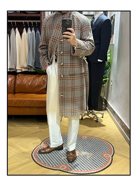 让定制RTions 格纹羊毛呢巴尔玛肯风衣