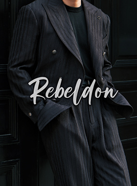 爱穿衣服的让先生 Rebeldon 人字纹黑色双排扣弹力套装