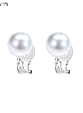 悦甄classic 18k金澳白扁圆珍珠耳夹