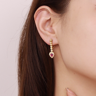 【直播间专享直降】灵蛇 18k金红宝石钻石耳夹 经典围镶款