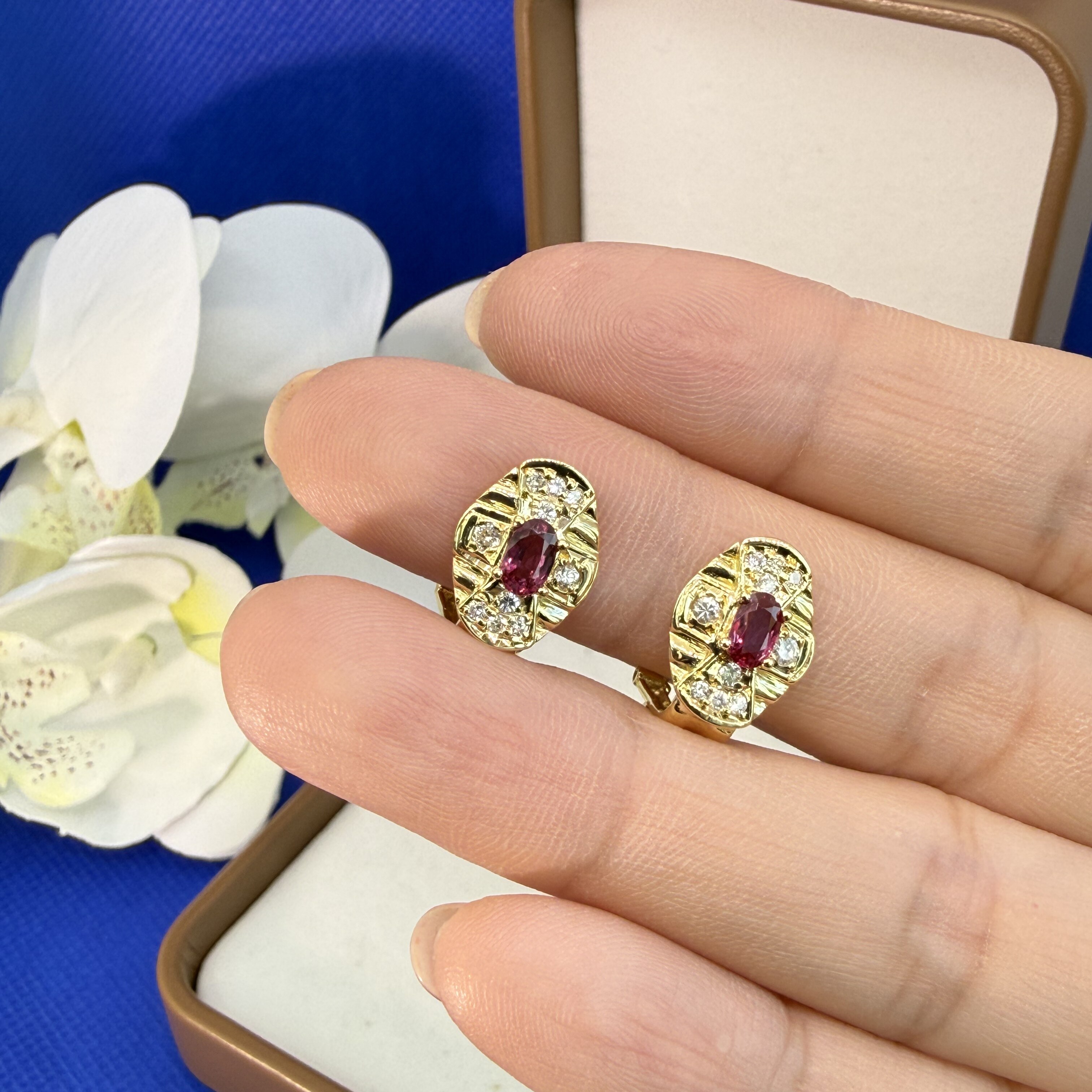 悦甄【直播间专享直降】嫣然 18k 金红宝石钻石耳夹