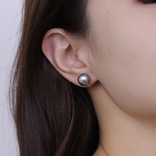 款 经典 18K金大溪地铂金灰珍珠耳夹 直播间专享直降